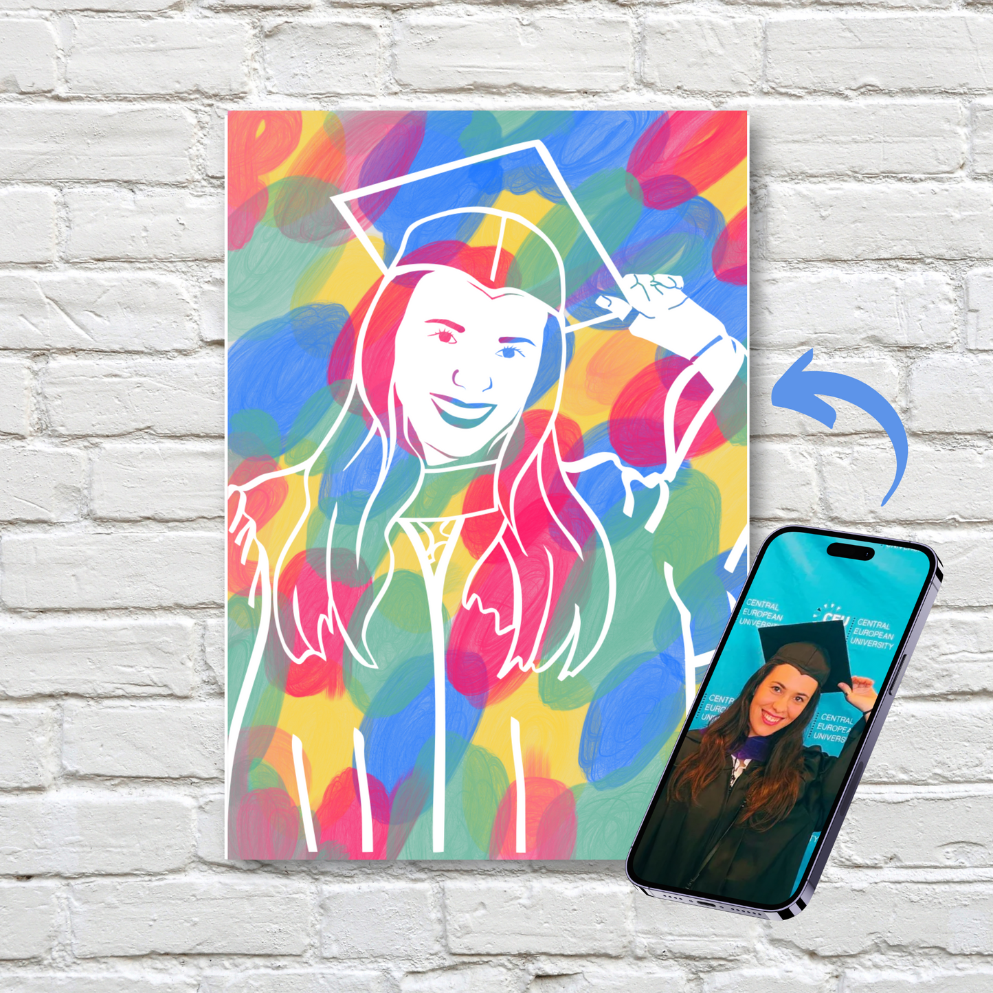 Example of 1 person coloratura custom portrait kit painted result vs original photo