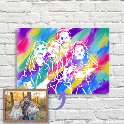 Family of 4 on a colored canvas from coloratura portrait